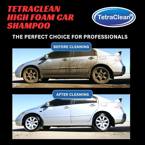 Image of Tetraclean Premium Car Shampoo | PH Neutral Formula | Thick Highly Concentrated Liquid Cleans Dirt, Grime | for Bucket, Foam & Snow Foam Wash | Home & Commercial Use | Rose Scented / 5 L
