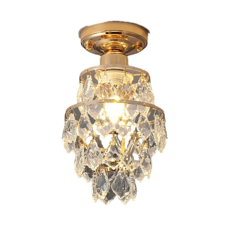 Plafonnier LED variable 3 couleurs en cristal de luxe doré 11 pouces