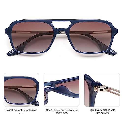 Image of SOJOS Vintage Polarized Aviator Sunglasses for Women Men 70s Retro Flat Narrow Rectangular Womens Glasses SJ2186