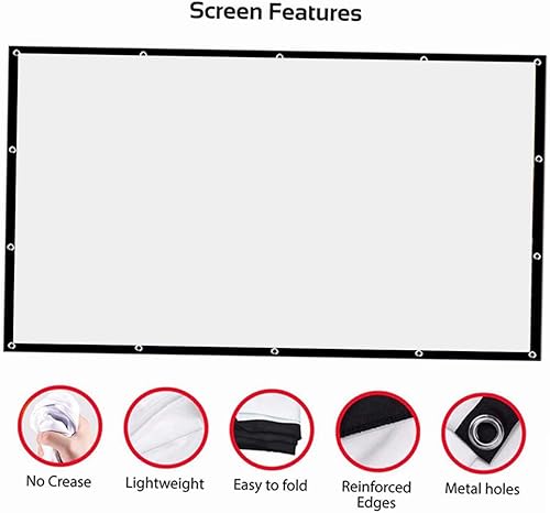 Miniatura 6 de Vaguelly Cortina de proyección de poliéster plegable para interior y exterior, camping, aula, cine en casa y presentaciones de oficina