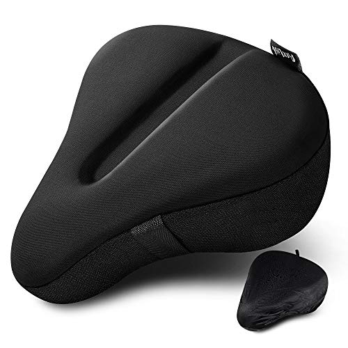 AceList Sillín Cubre Bicicleta, Cubierta de sillín de Bicicleta/Cubre Sillin Bicicleta Gel 11 * 9.5 Inch con Funda Anti-Polvo y Impermeable para la Mayoría Monturas Universal (Negro