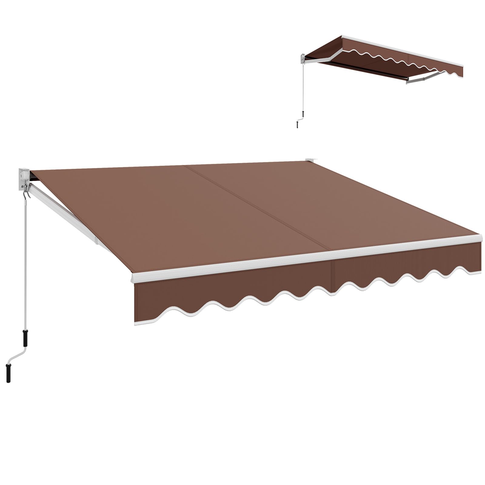 HOMASIS Toldo retráctil, Toldo de pinza con protección UV y contra el agua, Toldo con manivela, ángulo ajustable de 40-100°, Toldo de brazo articulado para balcón, jardín y terraza (Marrón, 295x250cm)