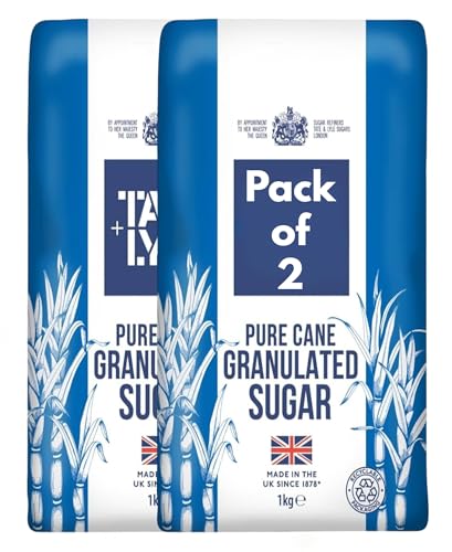 Granulated White Sugar Pure Cane 1kg (Pack of 2) Everyday Essential Premium - Made in the UK