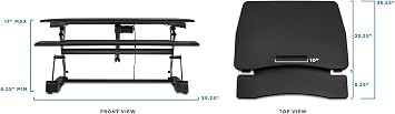 Mount-It! Electric Standing Desk Converter 35.4 Quick Sit Stand Desk Riser, Computer Workstation Motorized Easy Convertor with Built-in USB Charging Port, Ergonomic Height Adjustable in Black