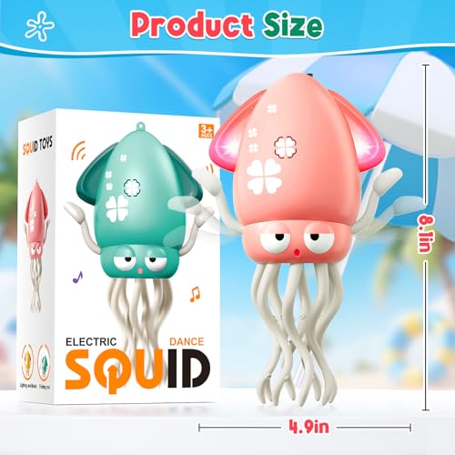 MACALOCA Tanzendes Octopus-Spielzeug, lustiges elektrisches tanzendes Octopus-Spielzeug mit LED & Musik, kreatives verrücktes 8-Bein-Action-Crawling Octopus für Stresslinderung & Kinder (Rosa)