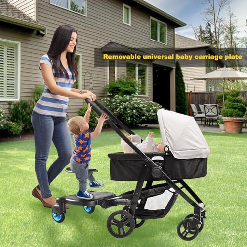 Image of Universal Stroller Board - 2 in1 Sit and Stand Stroller Glider Board and Detachable Seat Buggy Board Suitable for 99% of Strollers, Max Load 66lbs for 2-6-year-old Children (Brown)