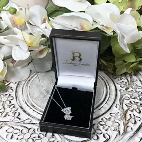 IzuBizu London Womens 925 Sterling Silver Dog Blue Diamond Pendant Cubic Zirconia Animal Cute Puppy Necklace Aniversary Mother's Day Jewellery - Image 3