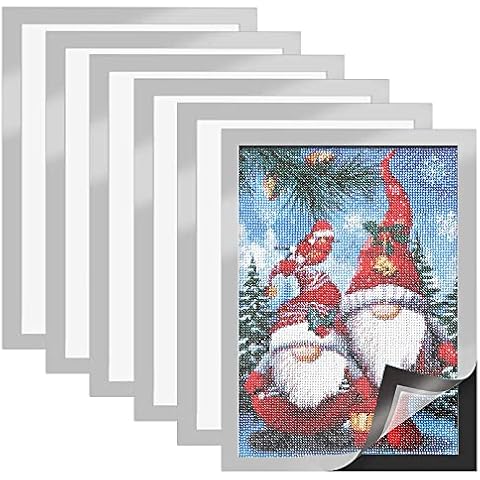 6STK Magnetrahmen A4 Info-Rahmen Selbstklebend Aufklappbarer Magnetrahmen mit Magnetverschluss Schnelles Wechseln von Aushängen Infotasche Blatthalter A4 Format 32x23.5cm mit silbernem Rand Cover