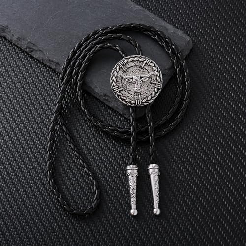 Image of HUABOLA CALYN Bolo Tie for Men Women, Native American Turquoise /Longhorn Bull /Eagle /Horse Bolo ties,Western Tie Costume