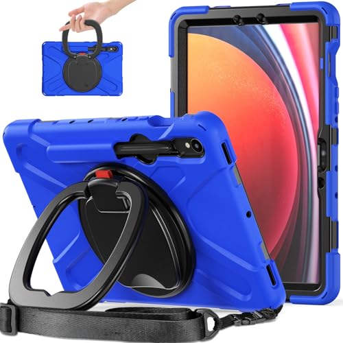 Étui Samsung Galaxy Tab S10 Lite S9 FE S8 anti-choc JZ avec support rotatif 360 bleu