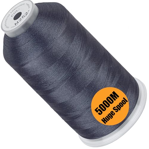 Image of New brothread - Single Huge Spool 5000M Each Polyester Embroidery Machine Thread 40WT for Commercial and Domestic Machines - Dark Gray (Janome Color)