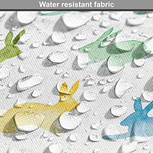 Image of Lunarable Paint Fabric by The Yard, Rabbits in Different Poses Jumping Running Bunnies Happy Easter Paintbrush Art, Decorative Fabric for Upholstery and Home Accents, 5 Yards, Green Red