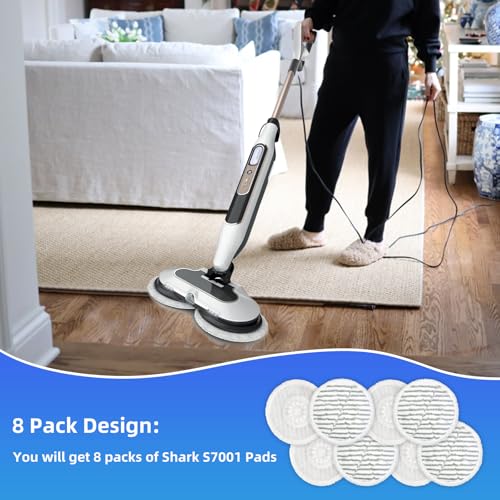 Image of VIEWALL Replacement Steam Mop Pads for Shark S8201 S8000 S8001 S8200 S820 S7001 S7201 S7000 S7005 S7020 S7001 S7020 7001 S7201 7003 Steam Scrub Steam Mop, Dirt Grip Soft Scrub Pads 8 Pack