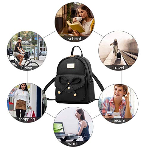 Image of I IHAYNER Girls Bowknot Cute Leather Backpack Mini Backpack Purse for Women
