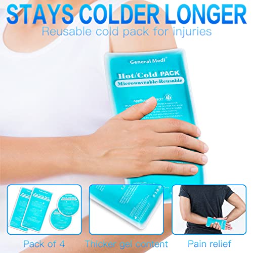 General-Medi-Ice-Packs-for-Injuries-4-Pack-Soft-Gel-Cold-Pack-Reusable-Hot-and-Cold-Compress-for-Migraine-Relief-Sprains-Muscle-Pain-Bruises-Injuries