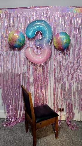 Image of 3 Balloon Numbers Birthday Decorations, 40In Pink Purple Blue Balloons | Eye-catching Appearance, Perfect Decorative Centerpieces, Convenient Self-sealing Structure, Widely for Various Occasions