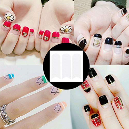 nuoshen 1200 Stücke Selbstklebend French Nail Sticker, 1.7cm Französisch Nagel Aufkleber Schablonen 3D Weiß Linie Nail… – Bild 8