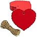 Produktbild EDGEAM 100er Kraft Papier Geschenk Anhänger Etikette mit Jute Schnur f. Weihnachten Hochzeit Geburtstag Party Decor (Rot)