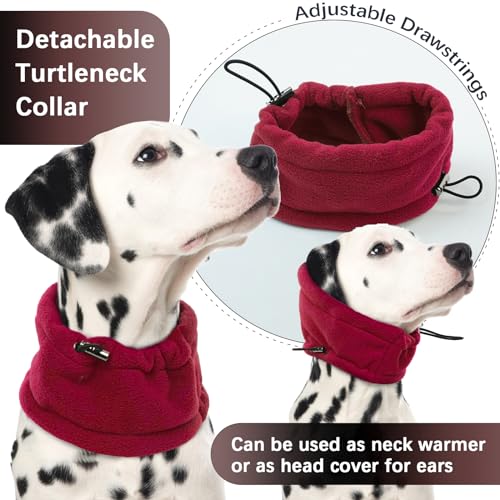 Wintermantel Hund, Hundepullover Mittelgroße Hunde Fleecemantel Hunde Thermomantel Hundemantel mit Bauchschutz Hundeanzug Winter(Rot, M)