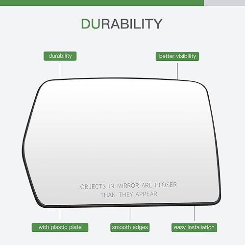 Miniatura 6 de SCITOO Espejo retrovisor lateral de vidrio para pasajero derecho para 2004-2014 para Ford F150 P/U con reemplazo convexo cromado con calefacción,