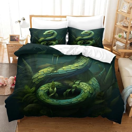 Housse de couette serpent vert hypoallergénique en microfibre douce - 3