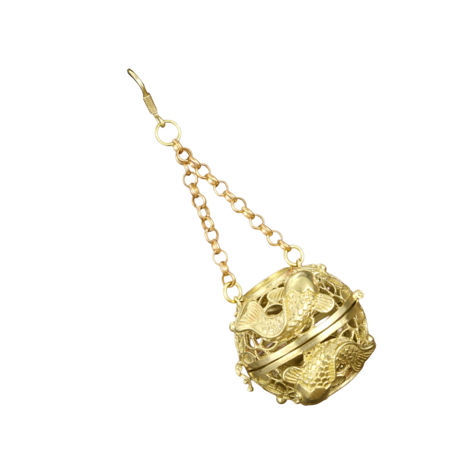 Jazuaiao Antiqued Brass Aromatherapies Ball with Hollowout Design Hanging Incenses Burners for Home Decors Fragrances Diffuser Brass Furnaces Ball