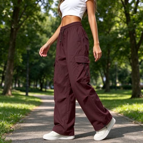 Womens Cargo hiking pants Y2K Baggy Stretchy High Waisted Jogger Trousers - image 3