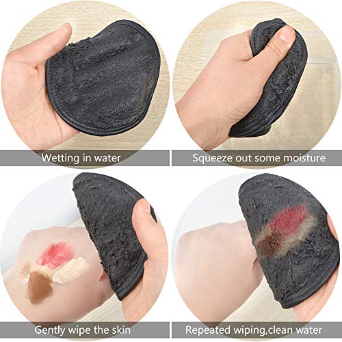 KinHwa ultra-suave discos de microfibra reutilizables almohadillas desmaquillantes lavables 6 paquete gris oscuro - Imagen 3