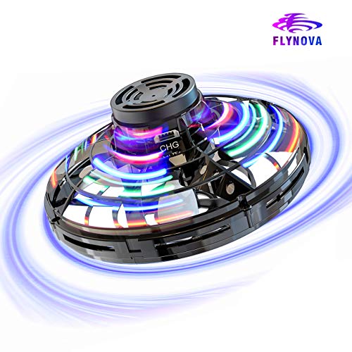 KASTEWILL FlyNova Flying Spinner 360° Drehbarem Hubschrauber Mini Drohne Fliegender Spinner mit blinkenden LED-Licht Wiederaufladbarer Kleine Drohnen Spielzeug für Jugendliche/Erwachsene - Schwarz