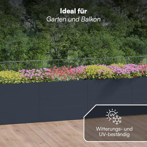 Icarus Raised Bed for Garden and Balcony, Large Outdoor Planter, 200 x 75 x 80 cm, Raised Bed Galvanised Metal, Rectangular, Freestanding for Flowers, Fruits and Vegetables