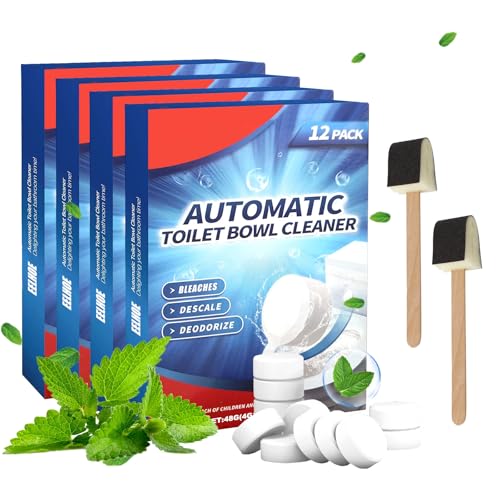 48 Pièce Pastille Toilette Pastille WC Pastilles de Nettoyage Pour Réservoir de Chasse D'eau, Extra Puissant Empêche les Odeurs Calcaire et D'urine Avec 2 Brosses Toilette