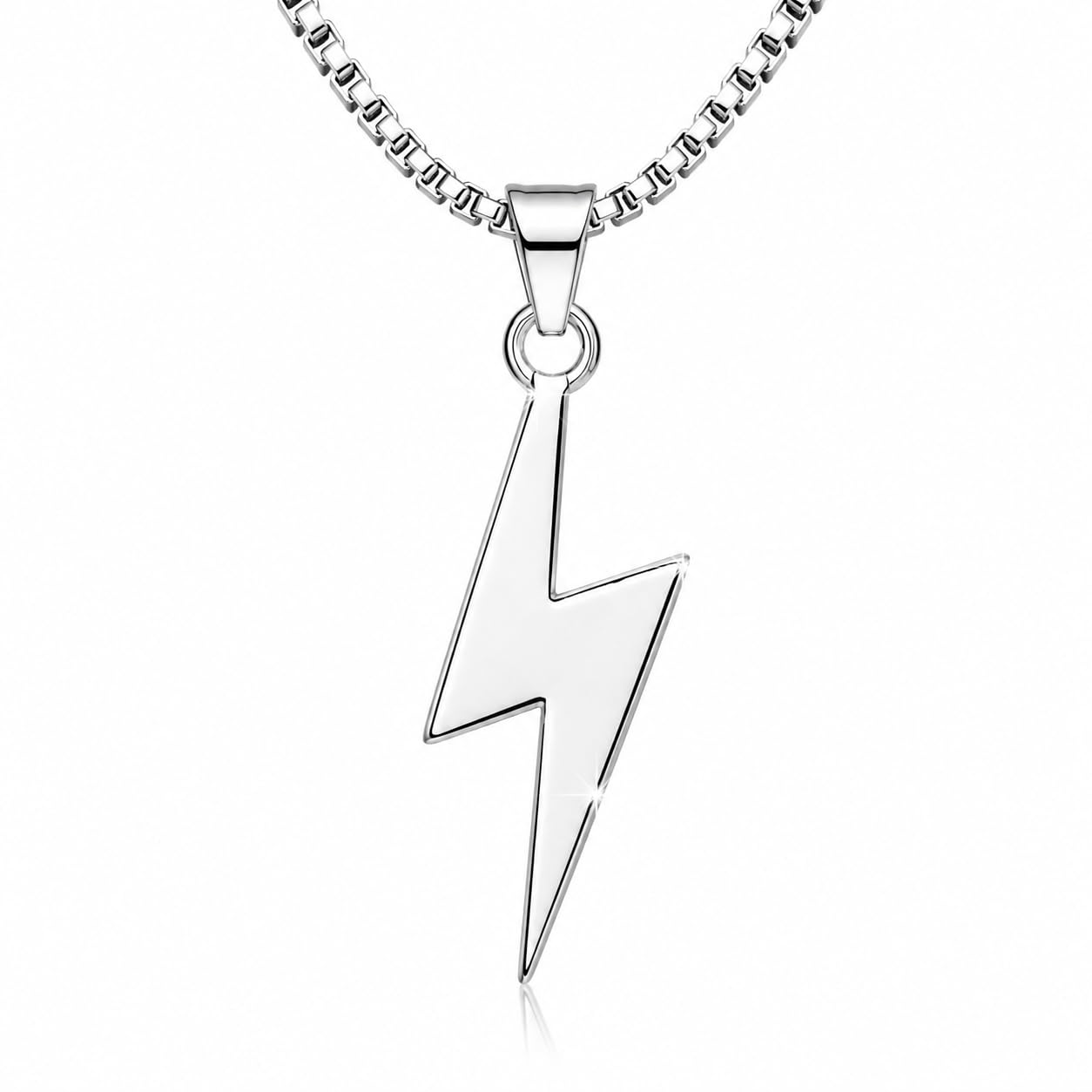 Lightning Bolt Pendant Necklace for Men & Boys | Stainless Steel Silver Chain Necklace | Thunder Flash Locket Pendant | Trendy Fashion Jewellery for Daily Wear, Party & Casual Styling-image-36