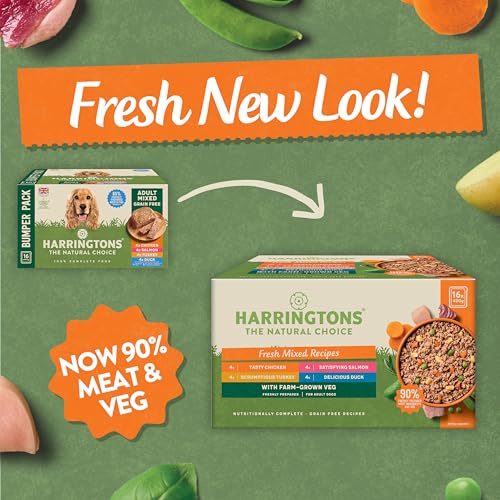Harringtons Complete Wet Tray Grain Free Hypoallergenic Adult Dog Food Mixed Bumper Pack 16x400g - Chicken, Salmon, Turkey & Duck - Made with All Natural Ingredients, Packaging May Vary - Image 5