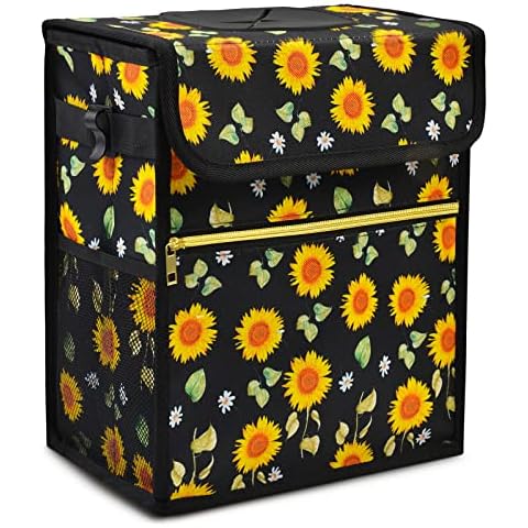 Car Trash Can, Waterproof Car Garbage Can with Lid and Storage Pockets, Leak-Proof Collapsible Garbage Bin for Car Cover