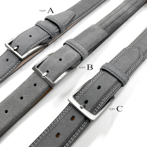 Image of Men's Belt Suede Full Leather Belt Casual Dress Leather Belt 1-3 /8 inch(35mm) Wide, Multi-Style Options