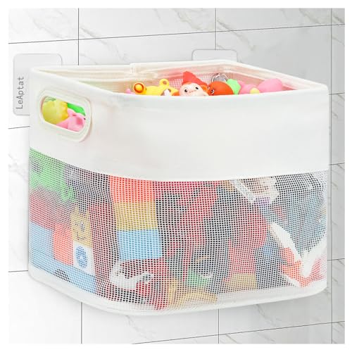 LeAptat Bath Toy Storage Organizer, Large Capacity Bathtub Toy Holder Baby Bath Gift Bath Toy Organizer, Quick Dry Toy Storage for Bathtub Toddlers, Mesh Shower Caddy (1 Pack)