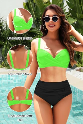 Image of Aqua Eve Women Underwire Bikini Top - Push Up Swimsuit Top Bra Padded Bathing Suit 2026 Twist Front Swimwear