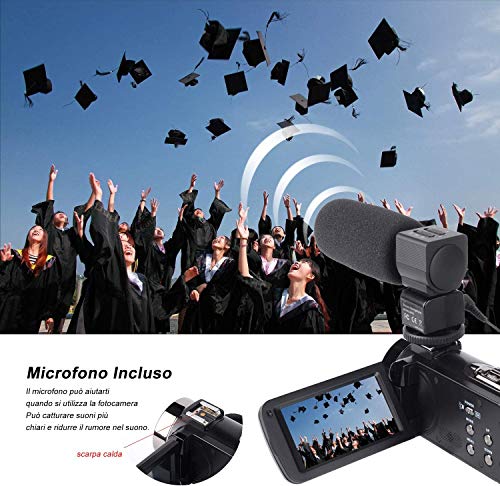 VideoKamera Camcorder 1080p 30FPS 36MP 16X digital Zoom, IR Nachtsicht, 3 Zoll 270° Drehbar Handycam mit Fernbedienung… – Bild 6