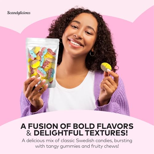 Image of Bubs Swedish Candy Mix - 1 LB Assorted Fruity, Sour & Sweet Gummy Candy | Nordic Treats for Snack Lovers