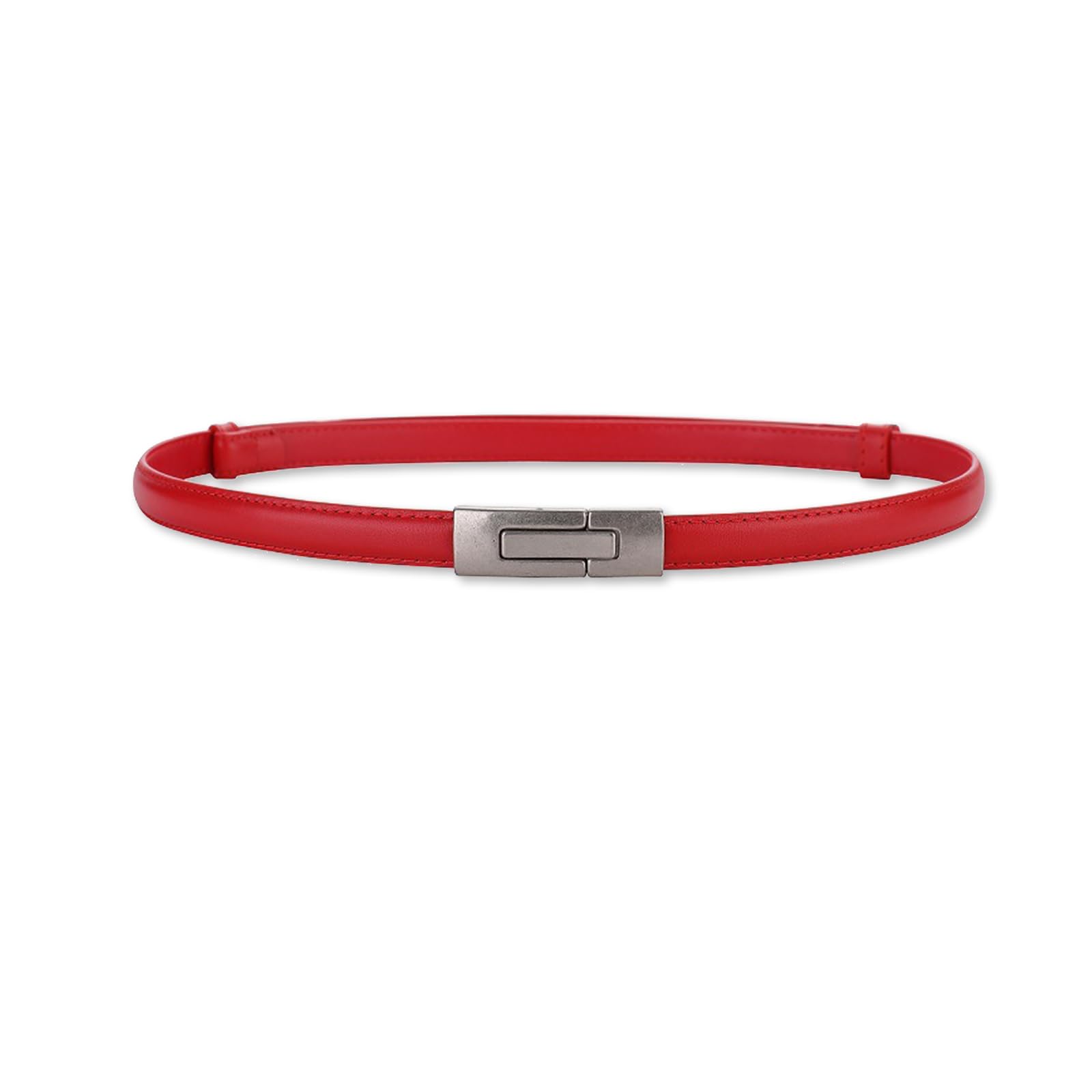 LumiSyne Women Skinny Leather Belt Simple Solid Color Vintage Metal Interlock Buckle Adjustable Thin Waist Belt Slim Belt Decoration Waistband For Dresses Jeans Pants Coat