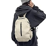 Mochila feminina impermeável de nylon – Mochila elegante e leve para viagem, trabalho e viagem, Branco, Medium, Tendência