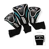 Team Golf NHL San Jose Sharks Contour Golf Club Headcovers (3 Count) Numbered 1, 3, & X, Fits Oversized Drivers, Utility, Rescue & Fairway Clubs, Velour lined for Extra Club Protection