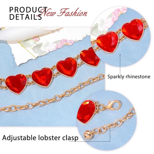 ELABEST Red Gem Chain Belt Rhinestone Cosplay Costume Waist Chain for Women2