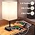 Table Lamp Dimmable cozoo USB Bedside Table Desk Lamp with 2 USB Charging Port(A+C) 2 Outlet,Nightstand Lamp with Charger Base White Fabric Shade,LED Touch Lamp for Bedroom/LivingRoom/Dorm/Home Office
