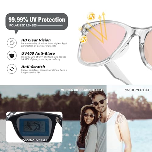 Image of MEETSUN Polarized Sunglasses for Women Men Classic Retro Square Frame Driving Sun Glasses UV Protection