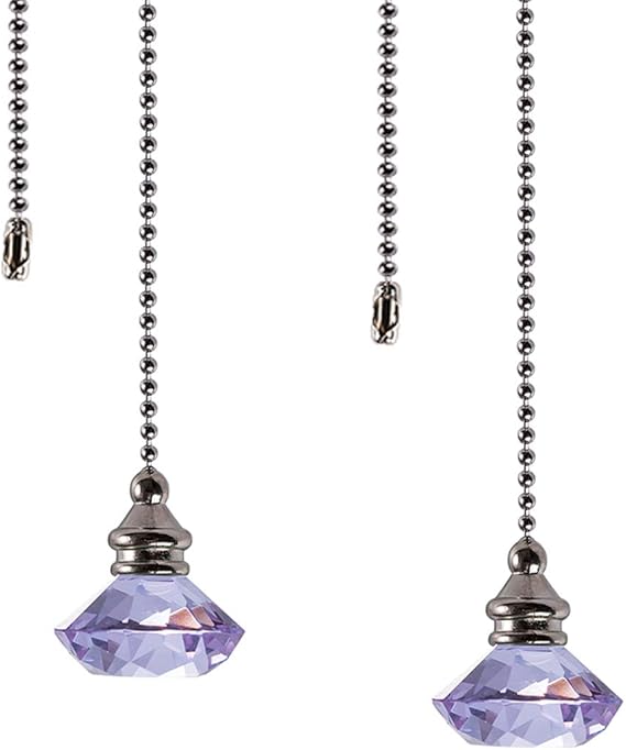 Ceiling Fan Pull Chain Set 2 pieces Purple Diamond Fan Pull Chains 20