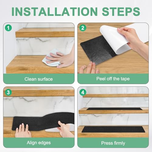Image of M METERXITY 10-Pack Anti Slip Traction Tape 30 inch x 8 inch Best Grip Tape Grit Outdoor Non-Skid Tape High Traction Friction Abrasive Adhesive for Indoor /Outdoor Stairs Step [Black]