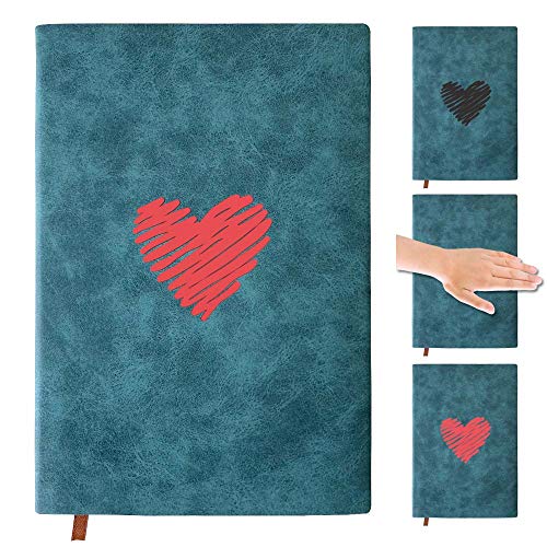 Blank pages Notebook Hard Cover Journal , 200 Pages, 8.3 x5.5 inch, A5 Color Changing Notebook and Nice Gift for Travelers,Students and Office, Writing Drawing Sketchbook Diary Subject (heart)