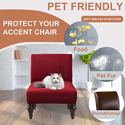 Image of Eco-Ancheng Armless Chair Slipcover Removable Armless Accent Chairs Covers Washable Armless Slipper Chair Slipcover Printed Armless Chair Furniture Protector Covers for Living Dining Room Hotel