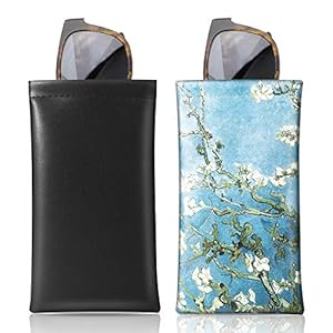 MoKo Squeeze Top Sunglasses Case, (2 Pack) Portable Eyeglass Pouch Sunglass Goggles Soft Case Protective Eyewear Case…